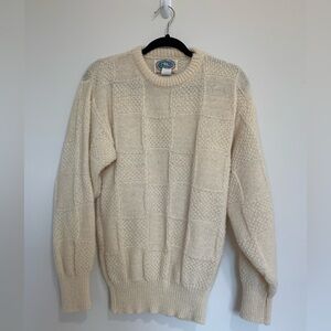 Environmental Beige Cream Overiezed Knit Sweater USA Made Women Small BN14